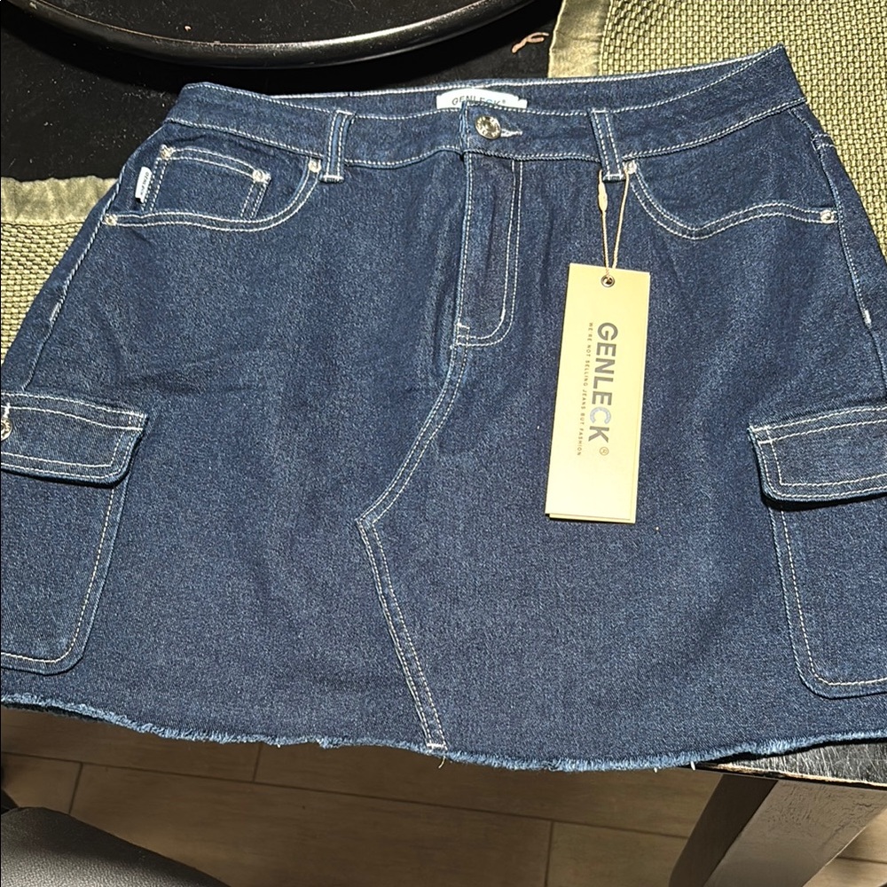 Dark Blue Denim Skater Skirt